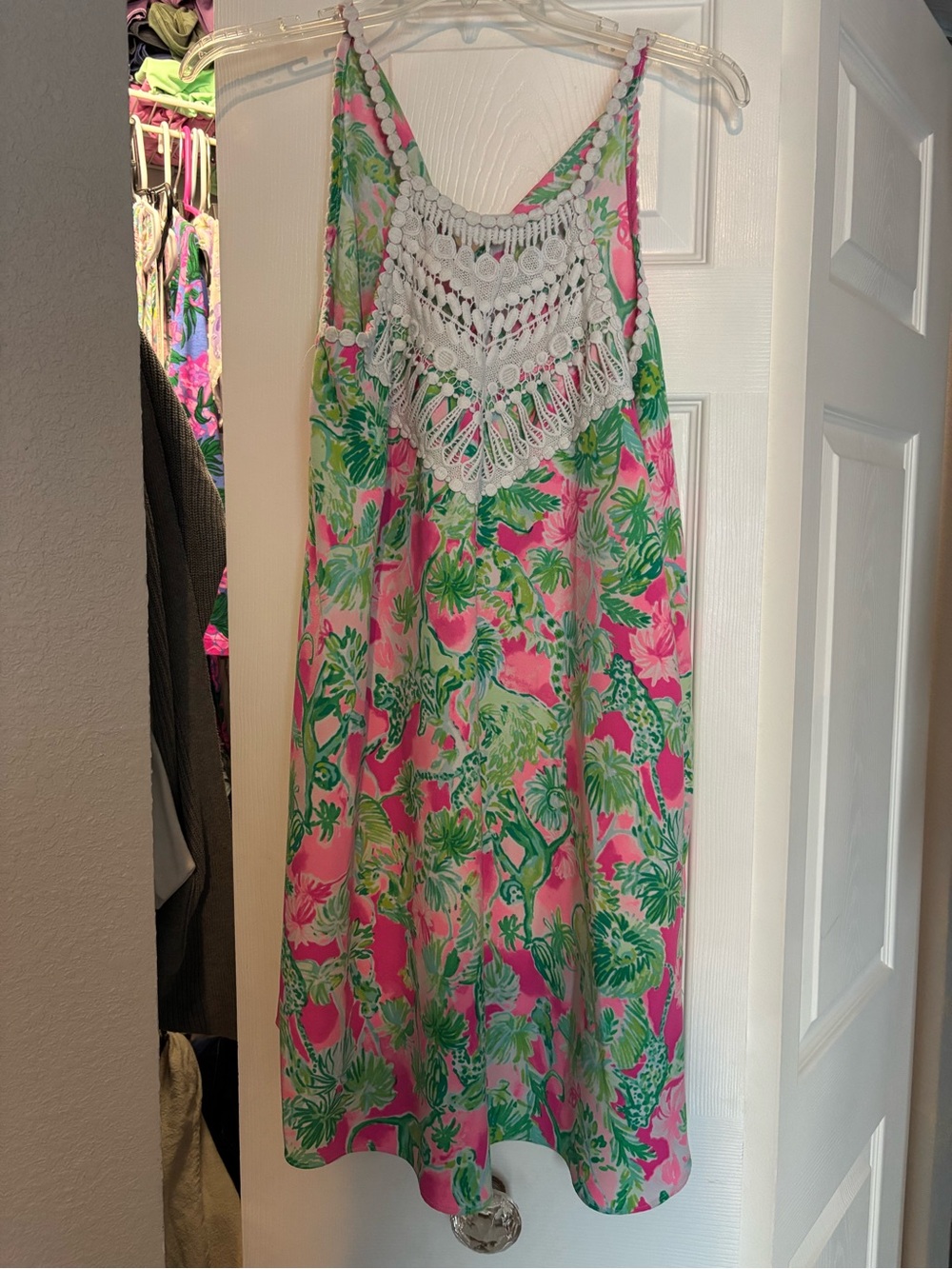 Lilly Pulitzer Pink, Green & White Tropical Strap Dress